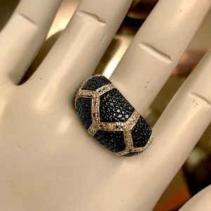 Women's WG Rhodium-SS Blue/White Diamonds Sz7 Ring